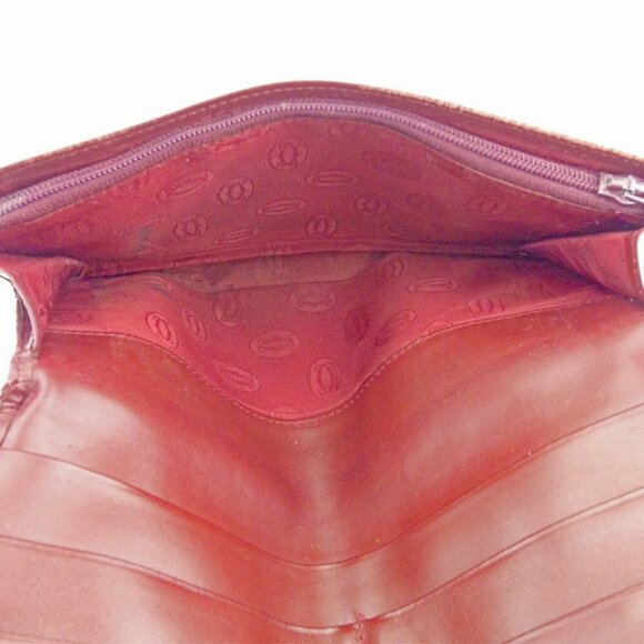 Cartier Long Wallet Mastline Bordeaux Leather Authentic USED - Picture 8 of 8